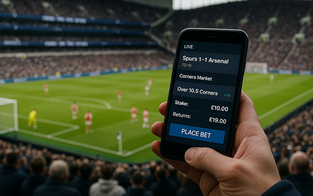 Prop betting on football in play in stadium