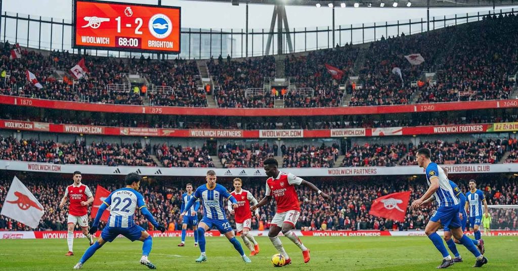 Arsenal versus Brighton match in progress.