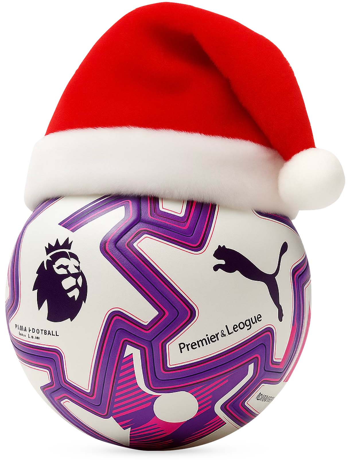 Football wearing a festive Santa hat