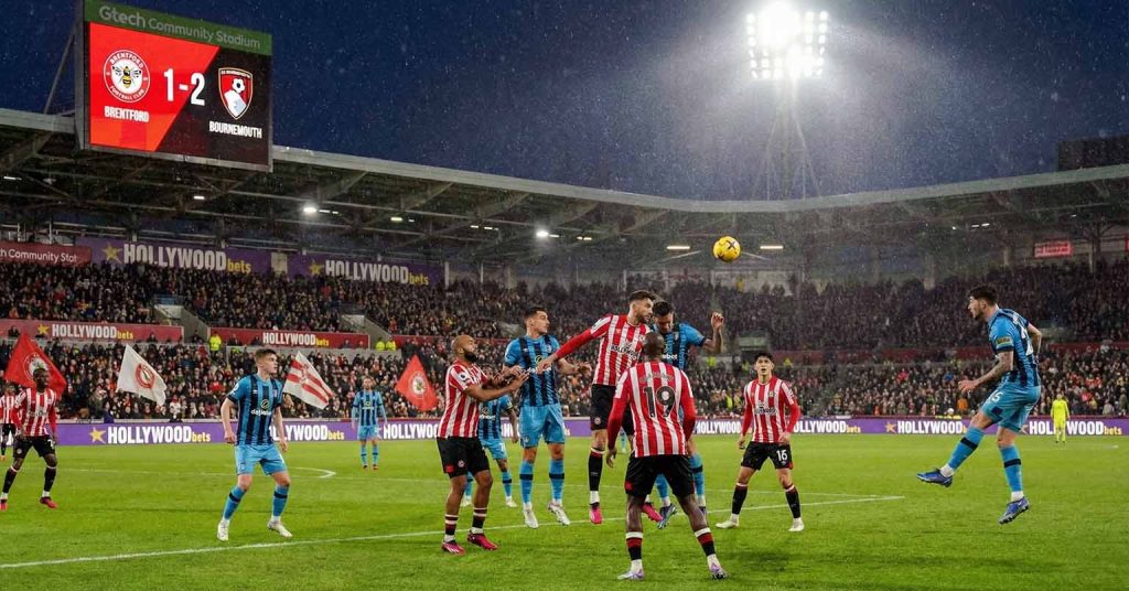 Football match with dramatic goal attempt