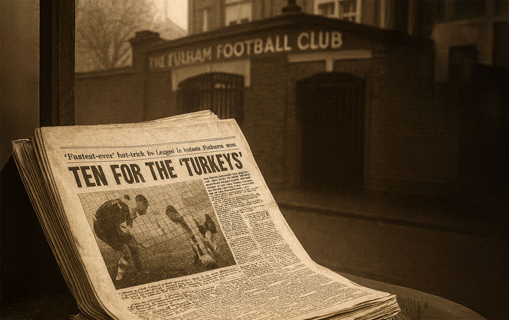 Historic newspaper celebrating Fulham's victory