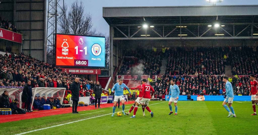 Football match with intense competition