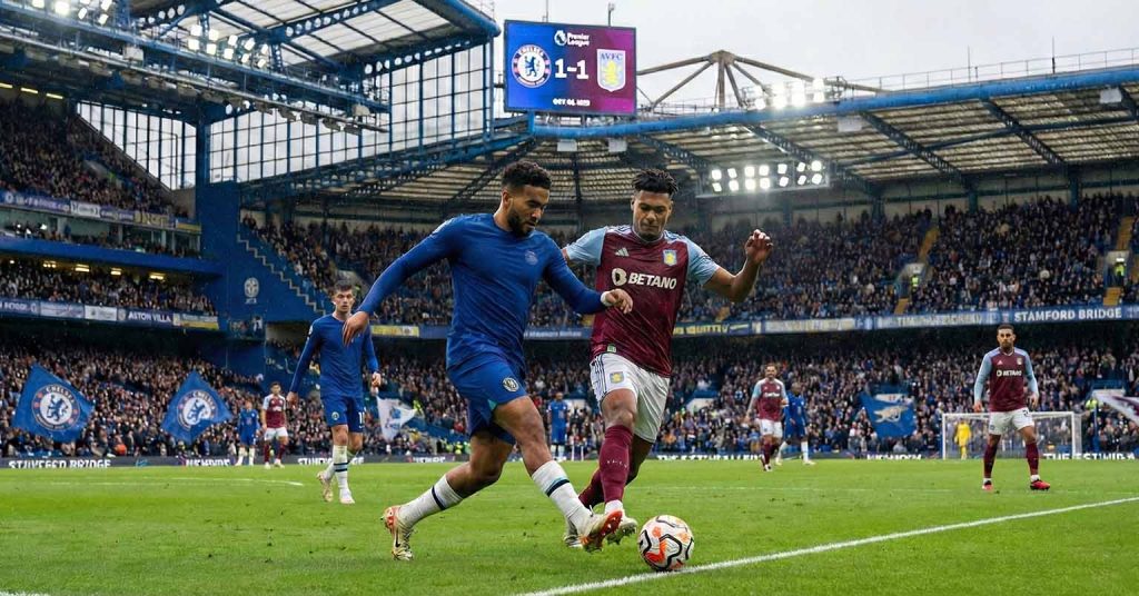 Chelsea and Aston Villa match action.