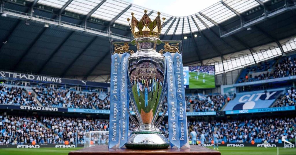 Premier League trophy at stadium